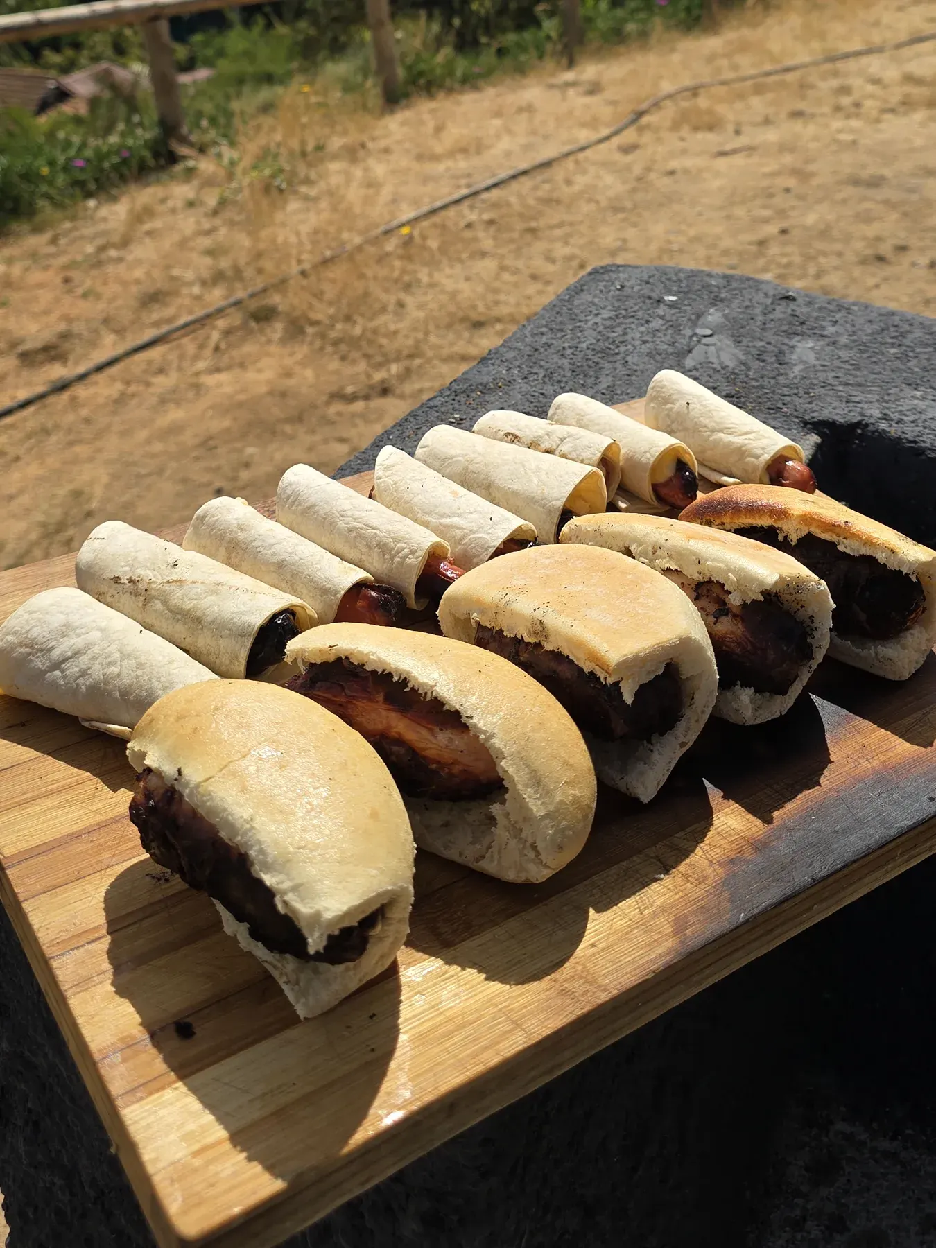 Mini fajitas y choripanes